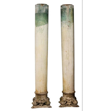 Antique Carved and Painted Wood Architectural Columns | Work of Man