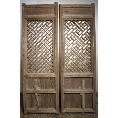Antique Chinese Carved Wood Lattice Shutters | Work of Man