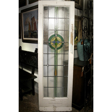 Antique English Stained Leaded Glass Wood Frame Doors | Work of Man