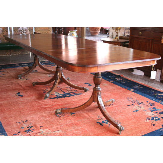 Antique English Regency Three Pedestal Dining Table | Work of Man