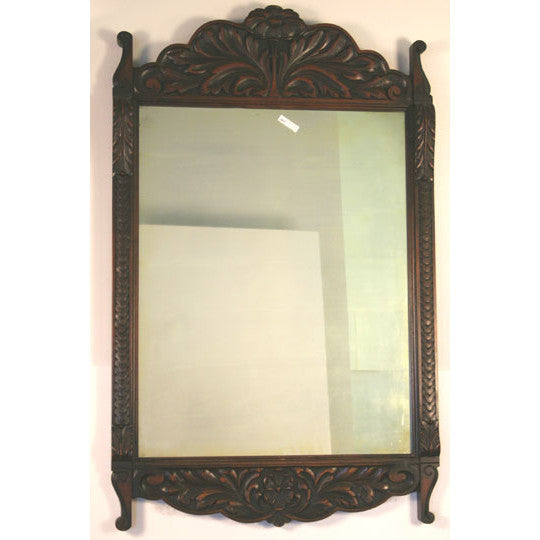 AF7-189 - Early 20th Century Art Nouveau Carved Walnut Mirror
