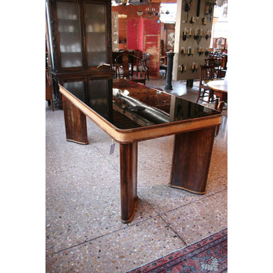 Antique French Art Deco Walnut Table Desk | Work of Man