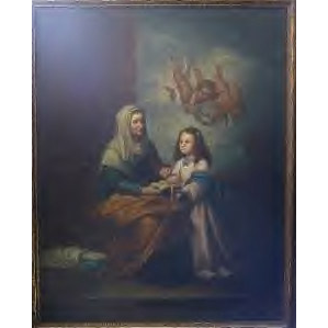 European School - St. Anne & Virgin Mary - Oil on Canvas Painting | Work of Man