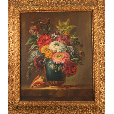 AW024 - American School - Floral Still Life - Oil on Canvas