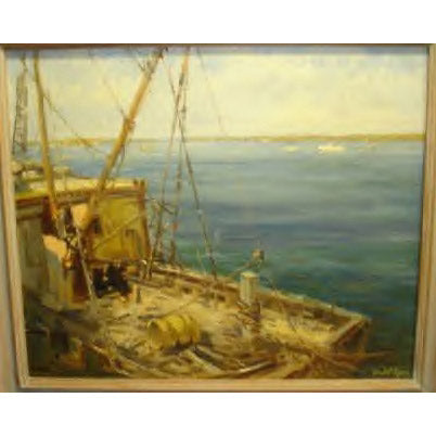 AW037 - American School - Fishing Trawler - Oil on Canvas