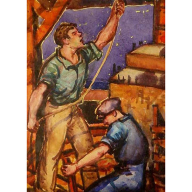 William F. Beekman - Construction Workers - Watercolor Painting | Work of Man