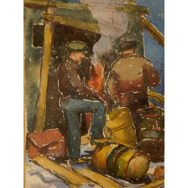 William F. Beekman - Construction Workers - Watercolor Painting | Work of Man