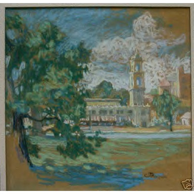 AJohn Phillip Falter - Kansas City Country Club Plaza -Pastel On Paper Painting | Work of Man