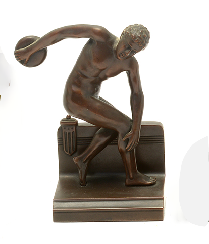 MID 20TH BRONZE FINISH DISCUS THROWER BOOKEND | Work of Man