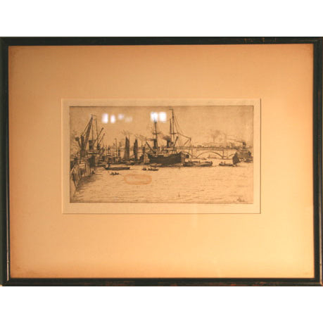 American School - New York Harbor Scene - Etching | Work of Man