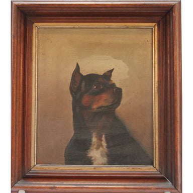 American School - Dog Portrait - Oil on Canvas Painting | Work of Man