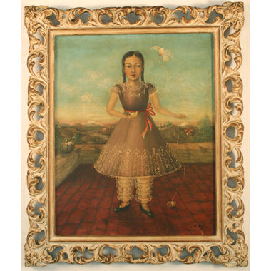  J. N. Aguirre - Portrait of a Young Girl - Oil on Canvas Painting | Work of Man