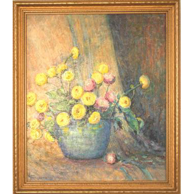 Lillian Gertrude Prest Ferguson - Still Life With Marigolds - Oil on Canvas Painting | Work of Man