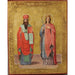 Russian School - Saint Basil the Great and Saint Alexandra - Oil on Board Painting | Work of Man