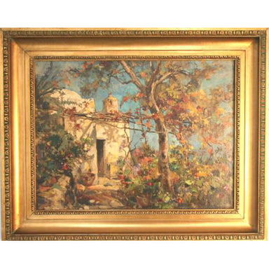 Spanish School - Spanish Abode - Oil on Canvas Laid to Board Painting | Work of Man