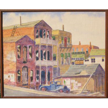 Circa 1930 WPA - Ashcan - Cityscape Back Alley - Signed S. Lott Watercolor Painting | Work of Man