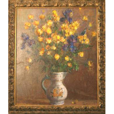 Tatyana Petrova -  Still Life w/ Flowers in Vase - Oil on Canvas Painting | Work of Man