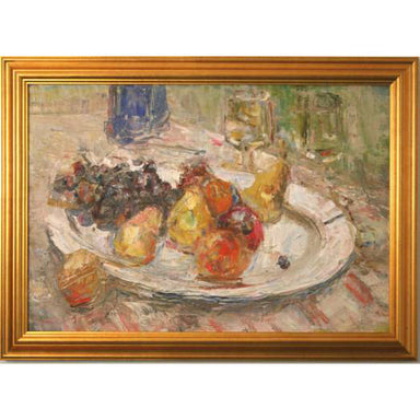Tatyana Petrova - Still Life of Fruits on a Platter - Oil on Canvas Painting | Work of Man