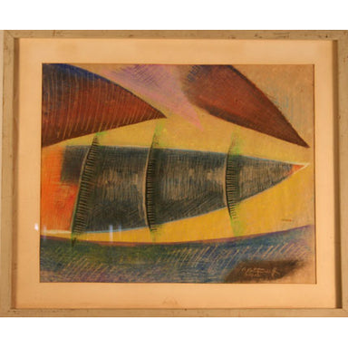 American School - Modernist Abstract - Pastel on Paper Painting | Work of Man