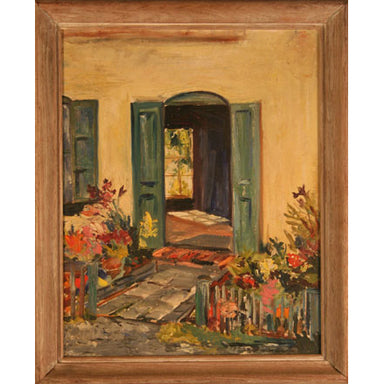 American School - Cottage Doorway - Oil on Canvas Painting | Work of Man