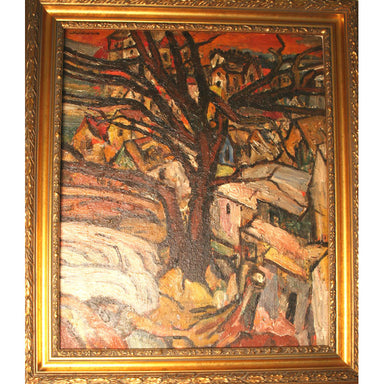 Sacha Moldovan - Tree Before the Village - Oil on Canvas Painting | Work of Man