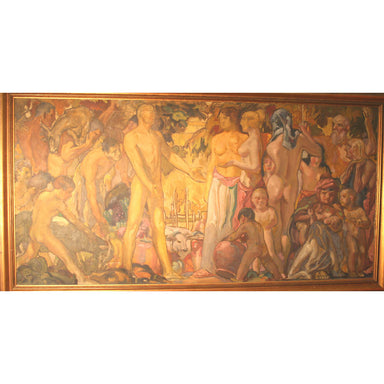 American School - Mural Study - Oil on Canvas Painting | Work of Man