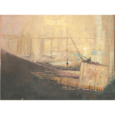 Rolson -  Construction Scene - Oil on Board Painting | Work of Man