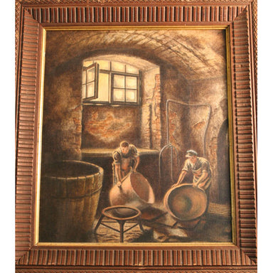 American School - Wine Makers - Oil on Canvas Painting | Work of Man