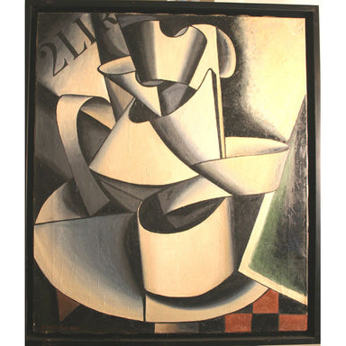 Russian School - Cubist Top Hat - Oil on Canvas Painting | Work of Man