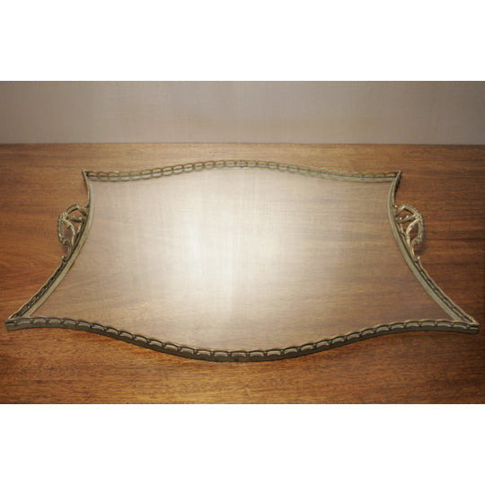 DA4-138 - Glass Tray Set in Openwork Metal Decorative Frame