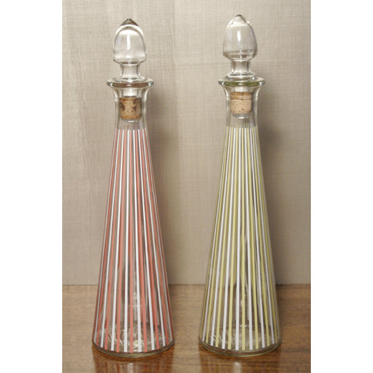 DA4-141: Pair of Striped Glass Decanters