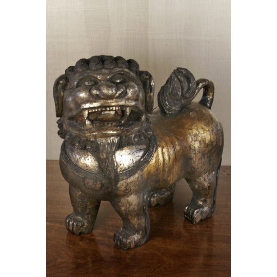 DA1-169 - Carved Wood and Gold Leaf Chinese Foo Dog