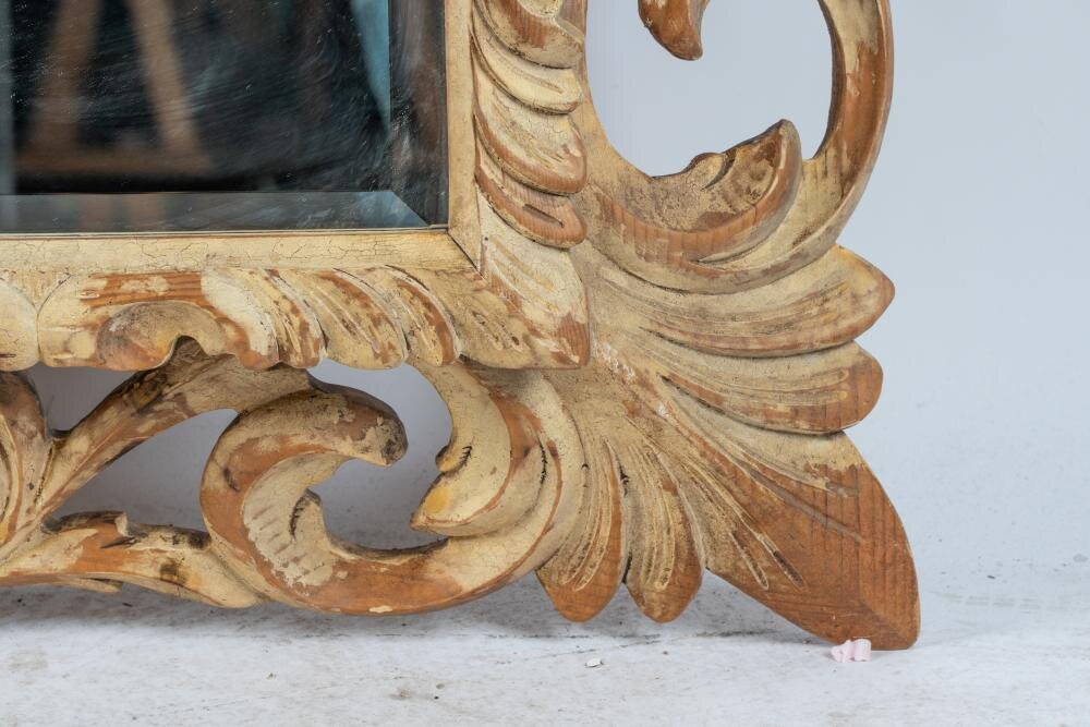 AF7-101: LATE 20TH C OVERSIZED  CARVED ACANTHUS LEAF FRAME WITH MIRROR