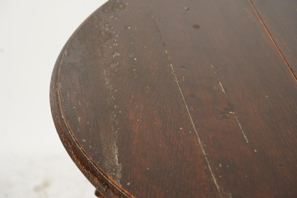 AF1-112: Antique Late 18th Century American Oak Barley Twist Gate Leg Drop Leaf Dining Table