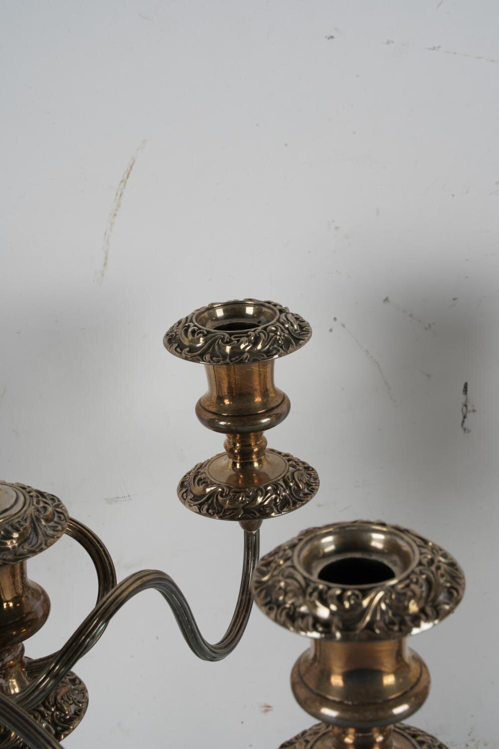 DA2-090: PAIR OF LATE 19TH C SHEFFIELD SILVER-PLATE FIVE-LIGHT CANDELABRA