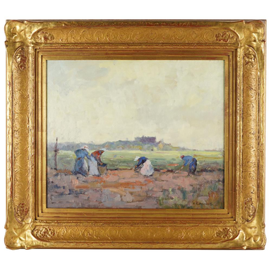 EARLY 20TH C- GEORGE K BRANDRIFF (1890 - 1936): "BRITTANY POTATO FARMERS” - OIL ON CANVAS Painting | Work of Man