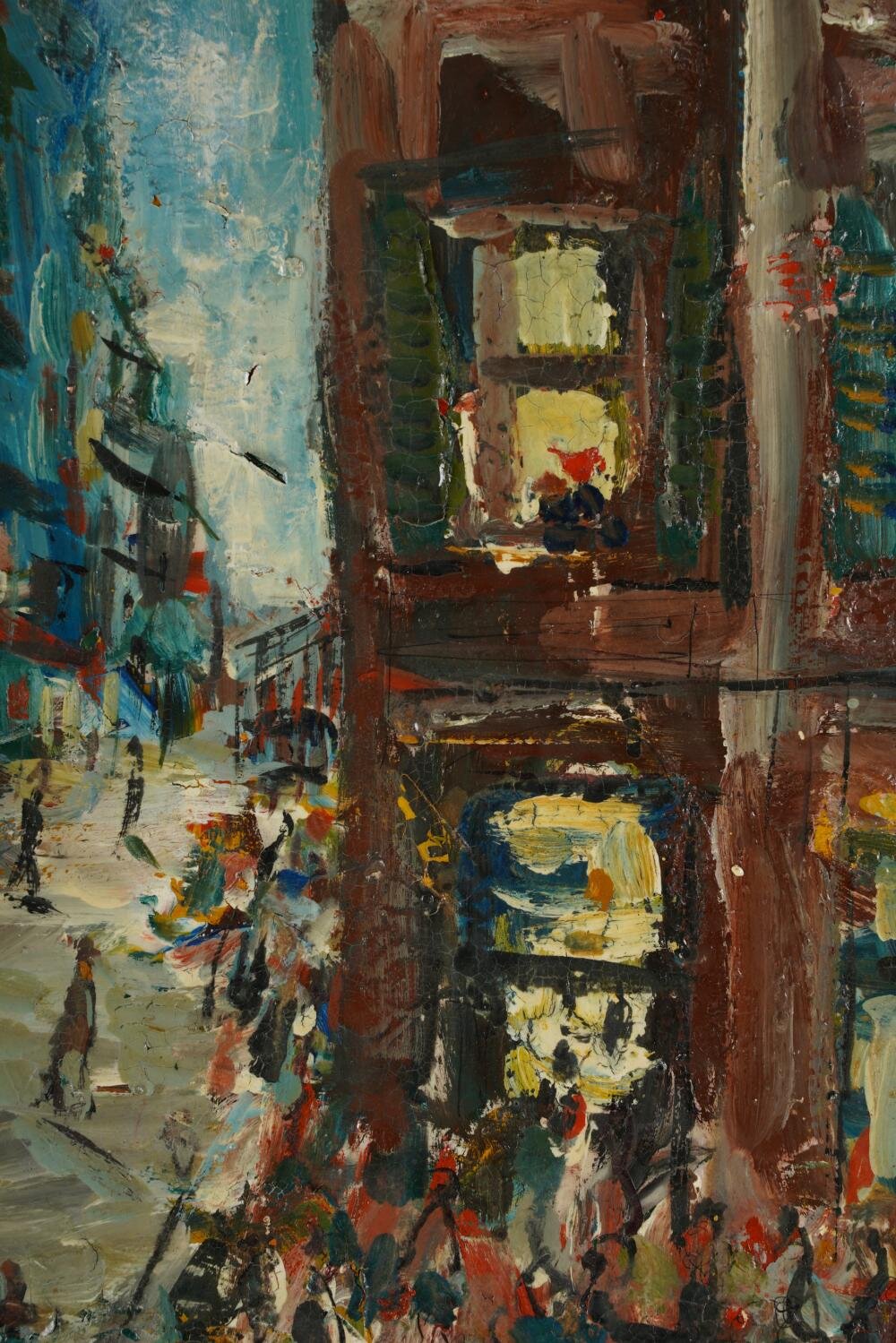 AW419: Pascal Cucaro -Mid Century Street Scene - Oil on Board