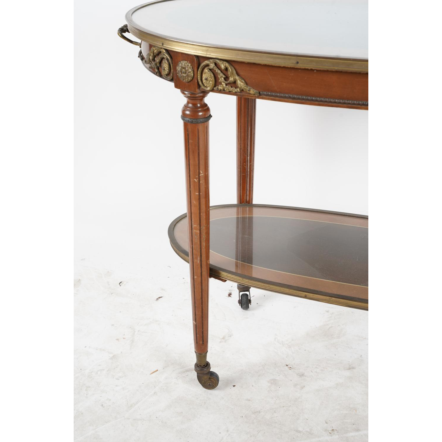 AF1-189: ANTIQUE LATE 19TH CENTURY FRENCH LOUIS XVI STYLE INLAID SERVING CART