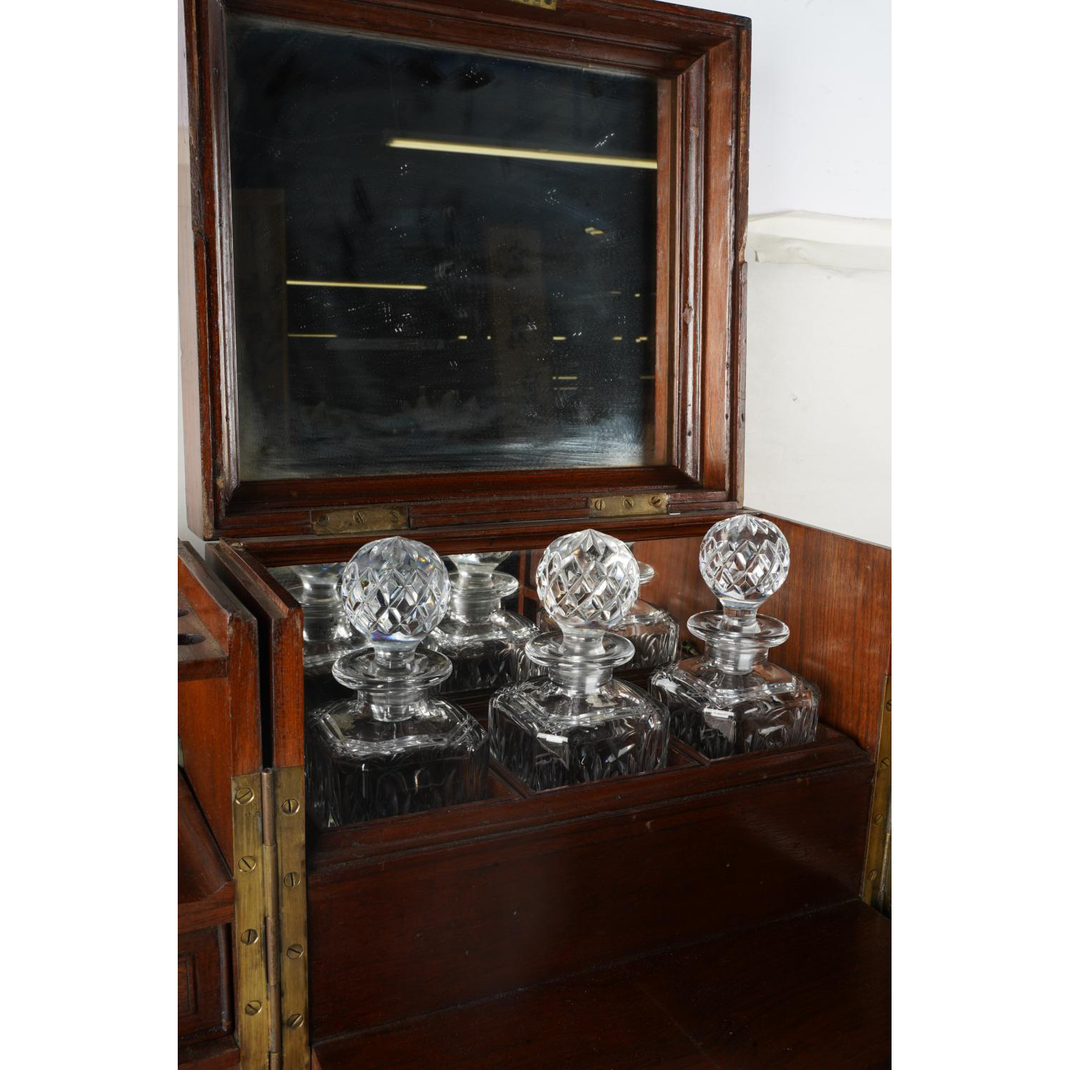 AF3-200: ANTIQUE MID 19TH CENTURY AMERICAN WALNUT TANTALUS