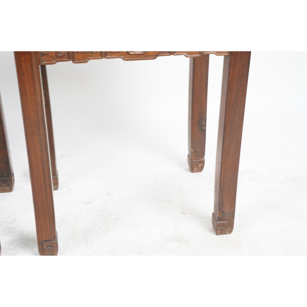 AF1-190: ANTIQUE PAIR OF EARLY 20TH CENTURY CHINESE HARDWOOD CARVED SIDE TABLES