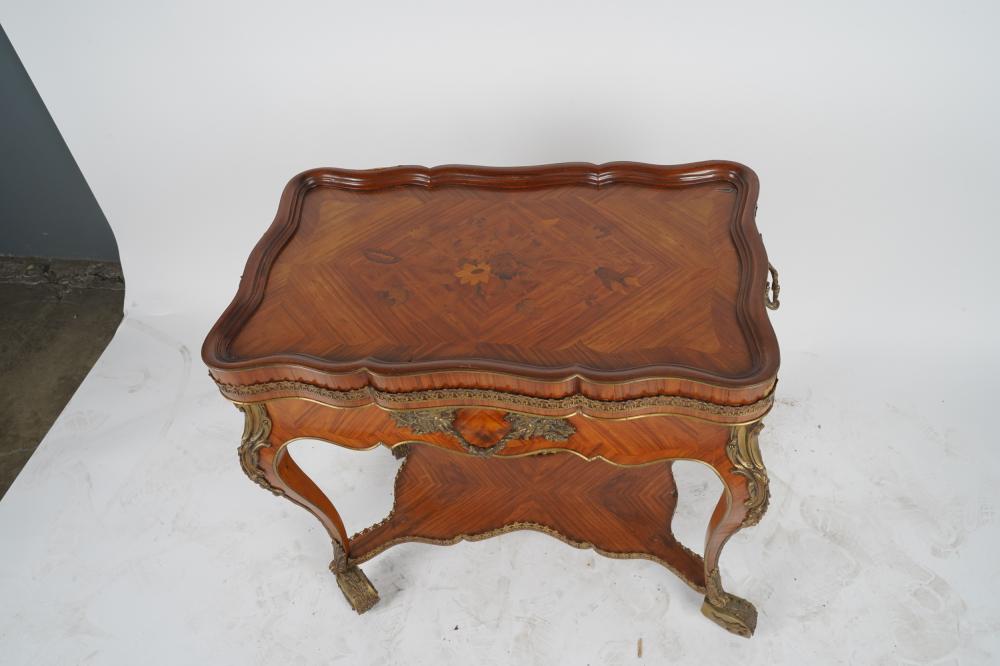 AF1-015: Antique 19th Century French Louis XV Kingwood Marquetry Serving or Bar Cart