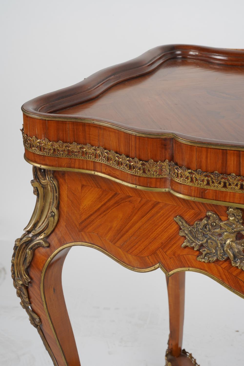 AF1-015: Antique 19th Century French Louis XV Kingwood Marquetry Serving or Bar Cart