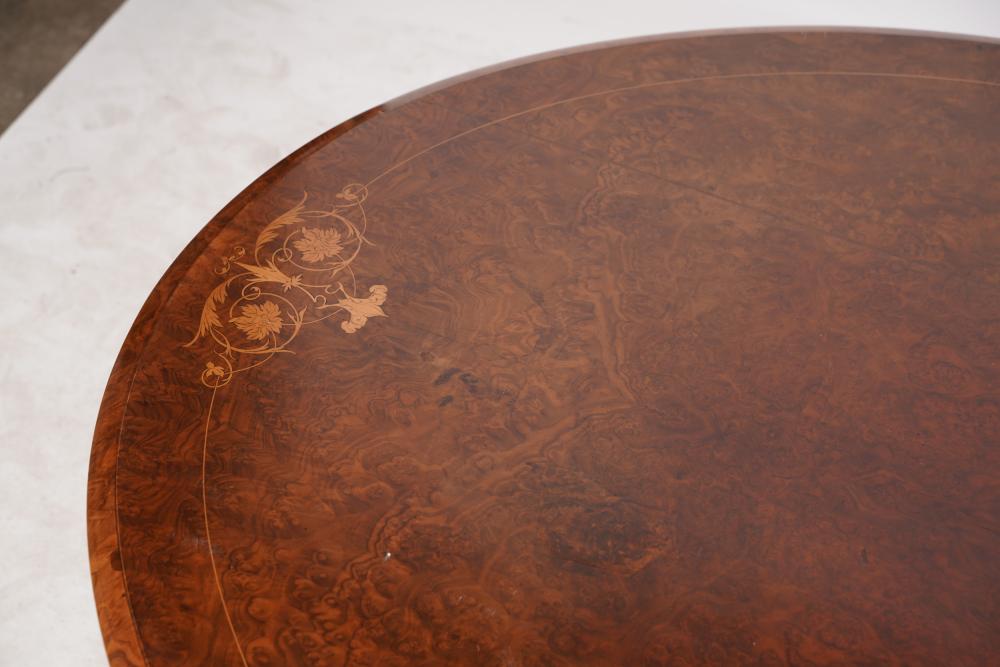 AF1-106: ANTIQUE MID 19TH C ENGLISH OVAL WALNUT LOO TABLE REDUCED TO COFFEE TABLE HEIGHT