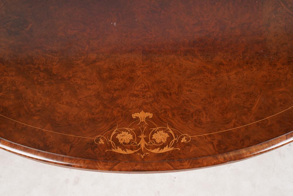 AF1-106: ANTIQUE MID 19TH C ENGLISH OVAL WALNUT LOO TABLE REDUCED TO COFFEE TABLE HEIGHT