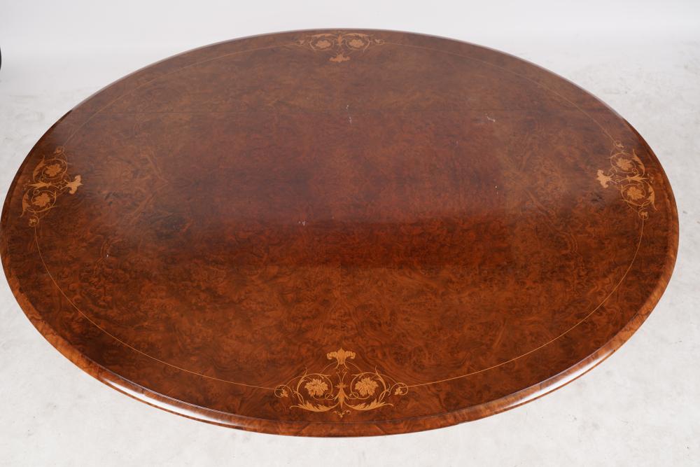 AF1-106: ANTIQUE MID 19TH C ENGLISH OVAL WALNUT LOO TABLE REDUCED TO COFFEE TABLE HEIGHT