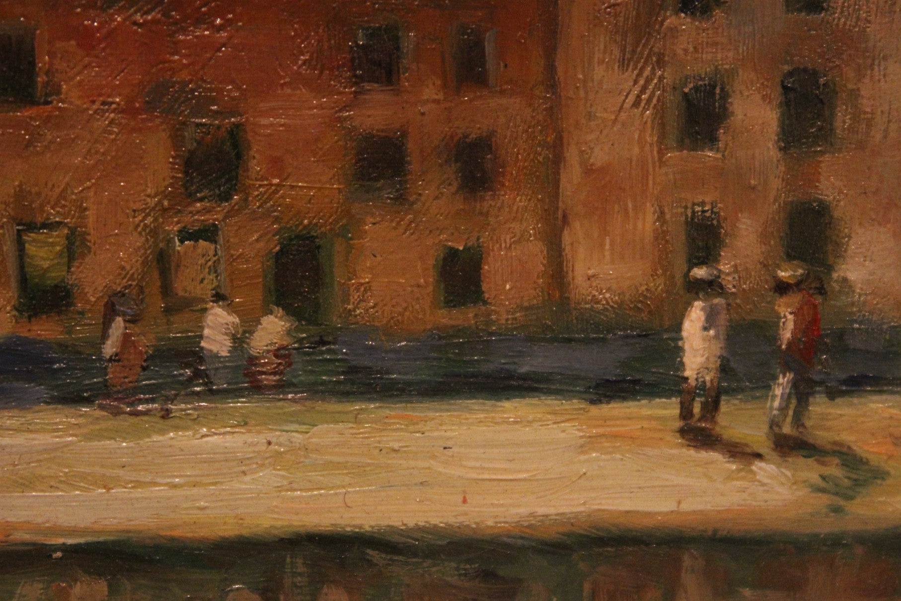 AW204 - European School - Village Scene - Oil on Board