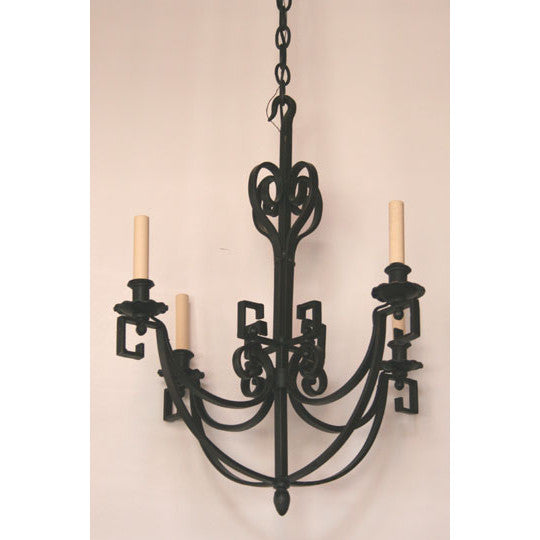 AL1-018: Hand Forged Wrought Iron Chandelier with 4 Lights made by 20th Century Lighting