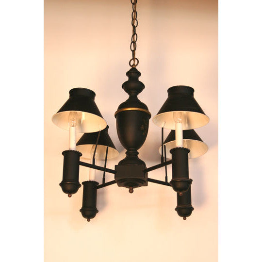 AL1-028: Mid 20th Century 4 Light Black Toile Chandelier