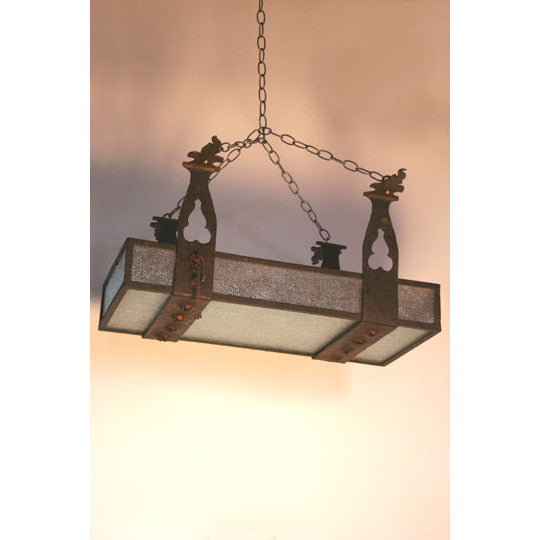 AL1-030: c.1920's Iron & Glass Ceiling Mount Light Fixture