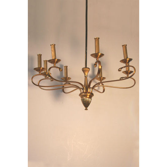 AL1-032: Mid 20th Century Gold Plated 8 Light Chandelier